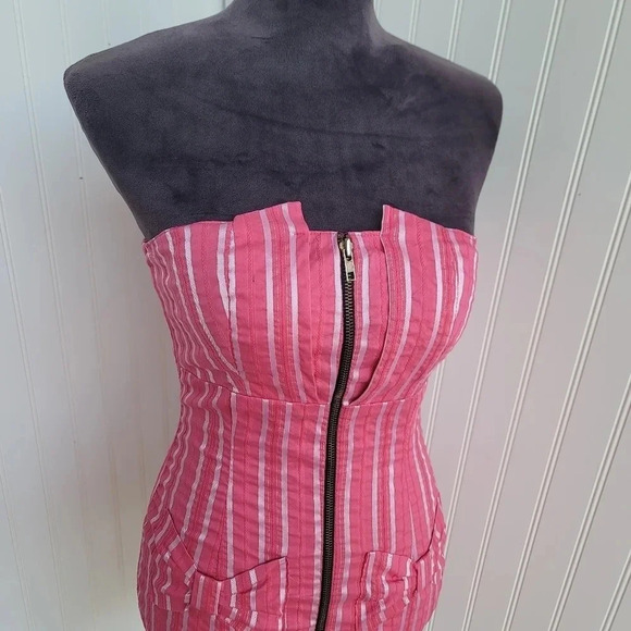 Momoco Dress Women Pink Strapless Short Stretch Casual Basic Zip Eur 36 Lined XS - Picture 6 of 9